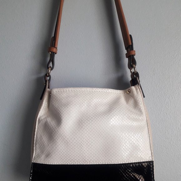 Sondra Roberts Squared Shoulder Bag White Black Multi-color Block Purse Handbag - Picture 6 of 14